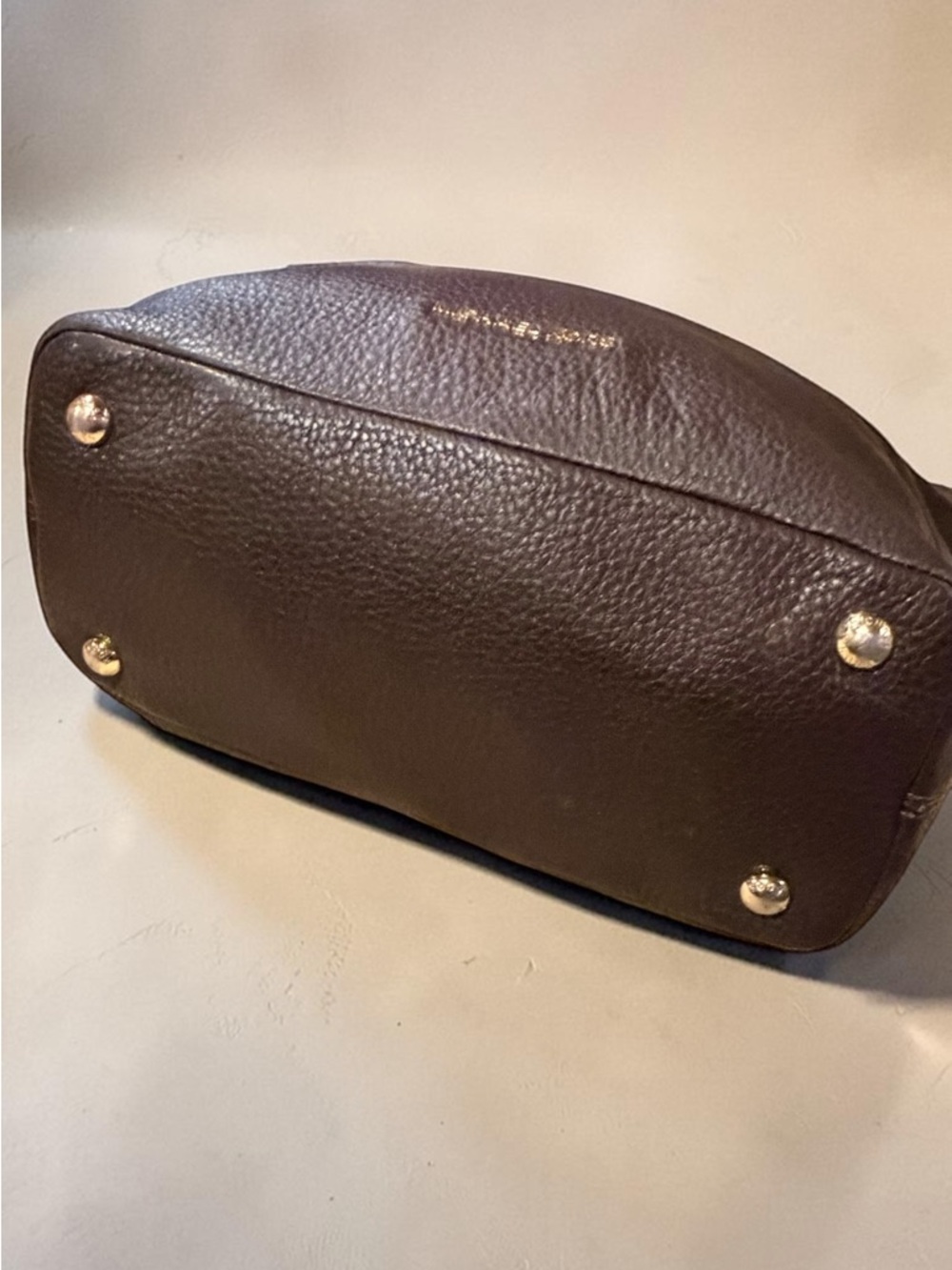 Michael Kors Women's Dark Brown Pebble Leather Brooke Tote Shoulder Bag - Picture 8 of 14